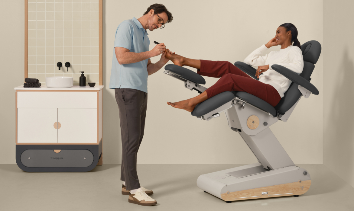 behandelstoel podotherapie, podoloog, pedicure