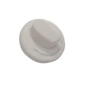 Lichtgrijze hoed met smalle rand op witte achtergrond