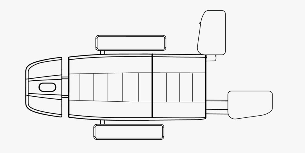 Vue de dessus d’un tracteur en dessin au trait